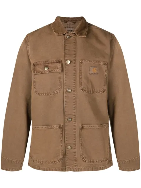 Carhartt WIP logo-patch button-fastening jacket Brown I026480