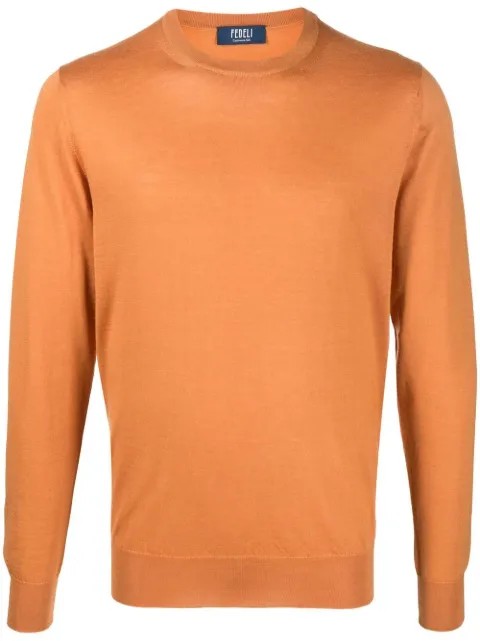 Fedeli ribbed crew neck jumper Orange 6UE07119