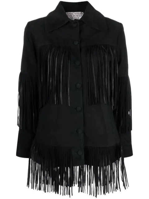 DANCASSAB Rimon fringed leather jacket Black DCAT20MRIMNEGFL