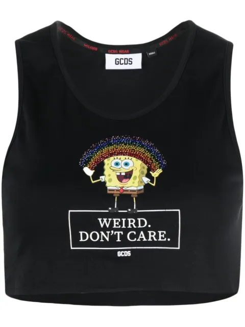 GCDS graphic-print cropped vest Black SB23W140303
