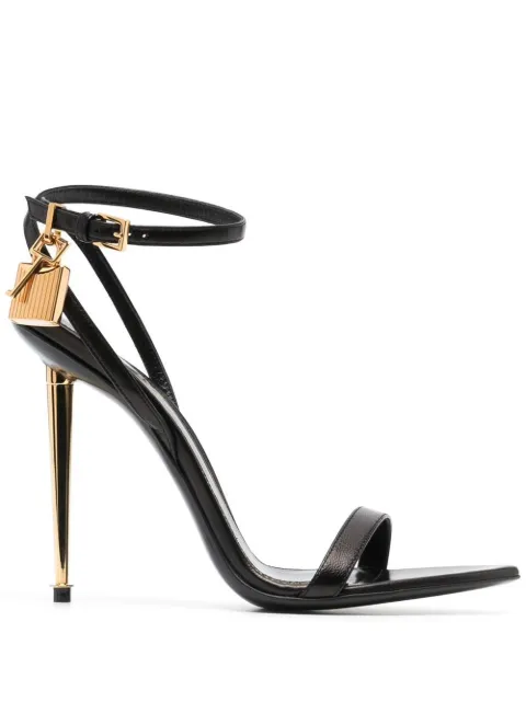 TOM FORD Padlock 105mm leather sandals Black W2272LKD002G