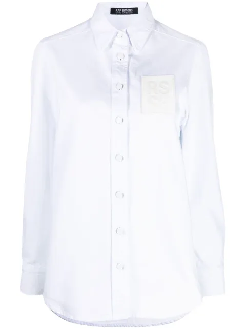 Raf Simons logo-patch long-sleeve shirt White 231W24210032