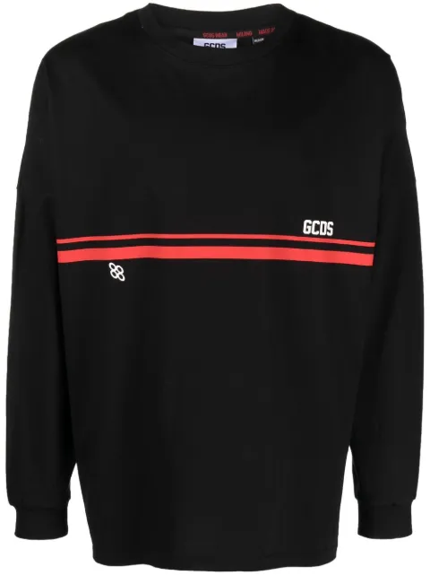 GCDS logo-print striped sweatshirt Black SS23M120159