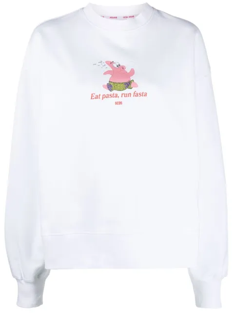 GCDS graphic-print cotton sweatshirt White SB23U110203