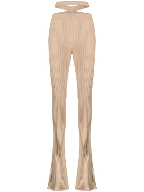 ANDREĀDAMO cut-out ribbed-knit trousers Neutrals ADPS23PA09947473