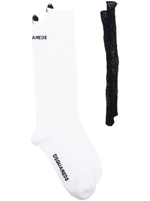 DSQUARED2 logo-print ribbed socks White DFV082800ISA01