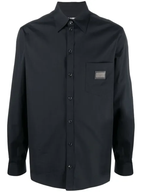 Dolce & Gabbana logo-plaque cotton-poplin shirt Black G5JG4TFU5U8
