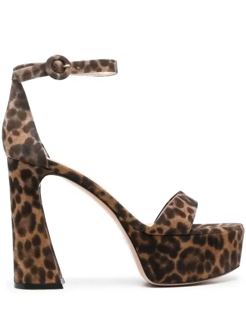 Gianvito Rossi Holly 120mm leopard-print sandals Brown G6167670RICCAM