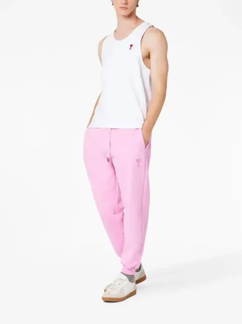 AMI Paris embroidered-logo cotton track pants Pink UTR204747