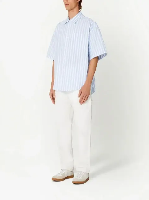 AMI Paris striped short-sleeve shirt Blue USH202CO0013