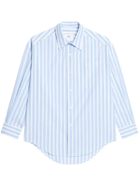AMI Paris striped cotton shirt Blue USH125CO0013