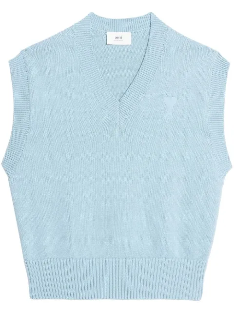 AMI Paris Ami De Coeur V-neck vest Blue UKS708016