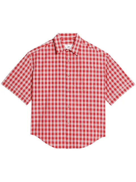 AMI Paris checked short-sleeve shirt Red USH202CO0030