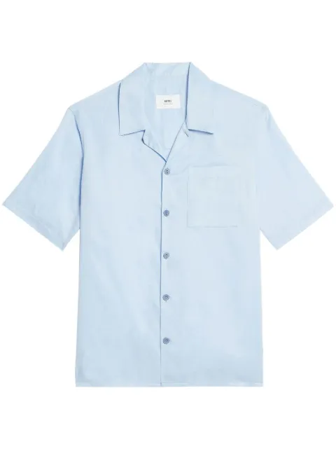 AMI Paris front pocket short sleeve shirt Blue HSH203CO0015
