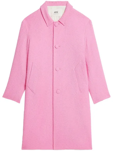 AMI Paris tweed single-breasted coat Pink HCO003WV0001