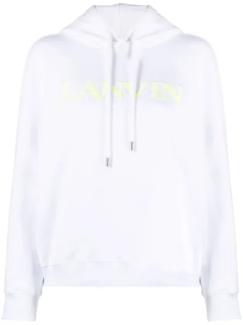 Lanvin embroidered-logo cotton hoodie White RWHO0003J209P23