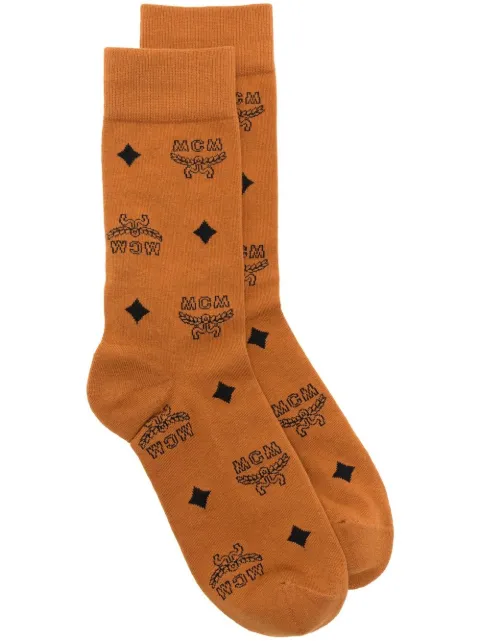 MCM monogram knit socks Brown MEZCAMM17