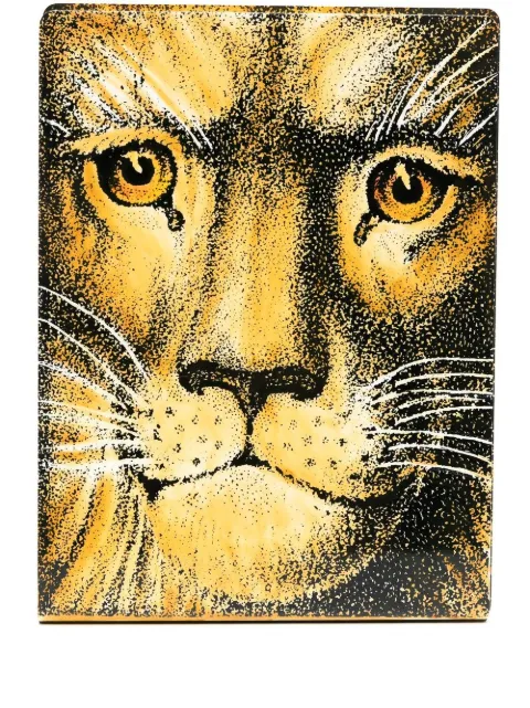 Fornasetti lion-head print bookends Yellow C17Y116
