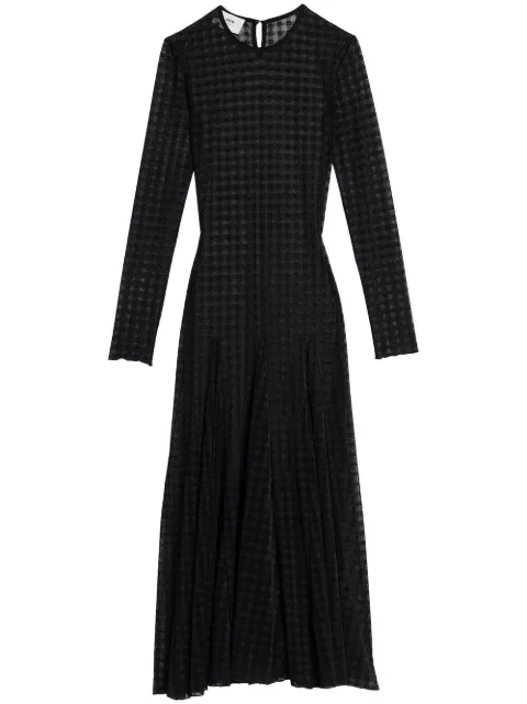 AMI Paris checked semi-sheer midi dress Black FDR208PA0006