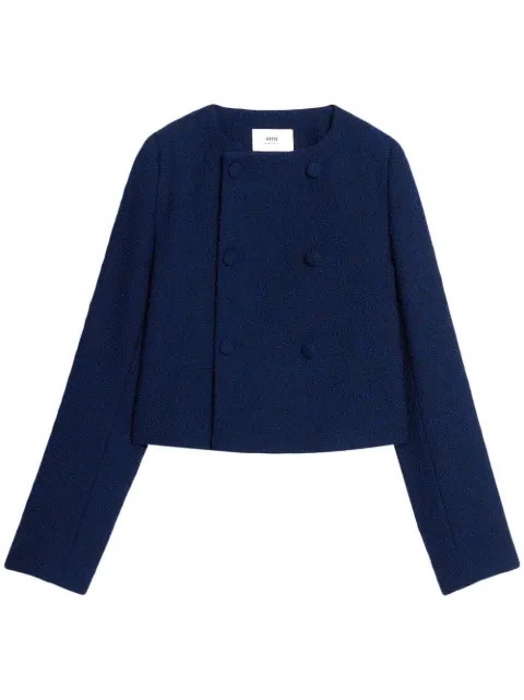 AMI Paris textured cropped jacket Blue FBV701WV0001