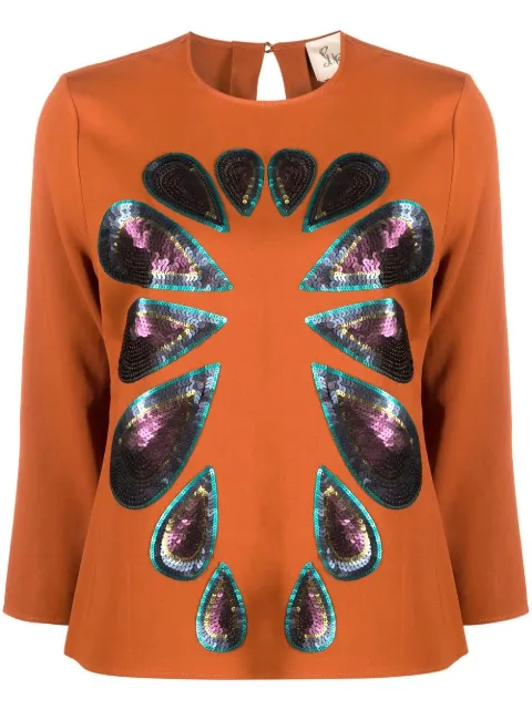 PAULA Lapis sequins blouse Brown LAPIS