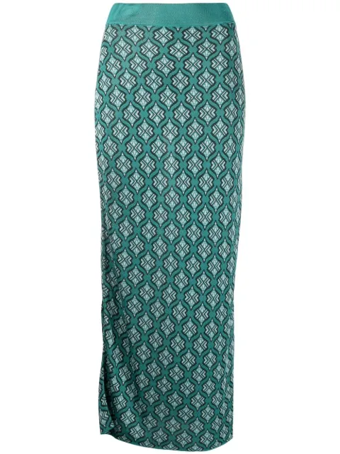 PAULA long jacquard pencil skirt Green SPAR