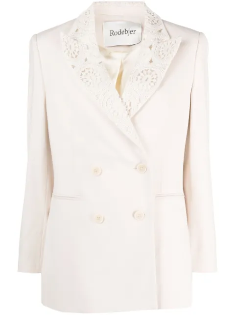 Rodebjer double-breasted crochet blazer Neutrals 2120144