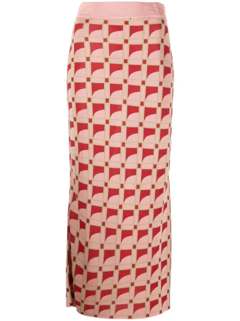 PAULA long jacquard pencil skirt Pink SPAR
