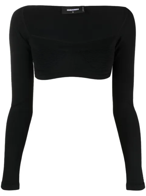 DSQUARED2 long-sleeve knitted crop top Black S75HA1173S18170