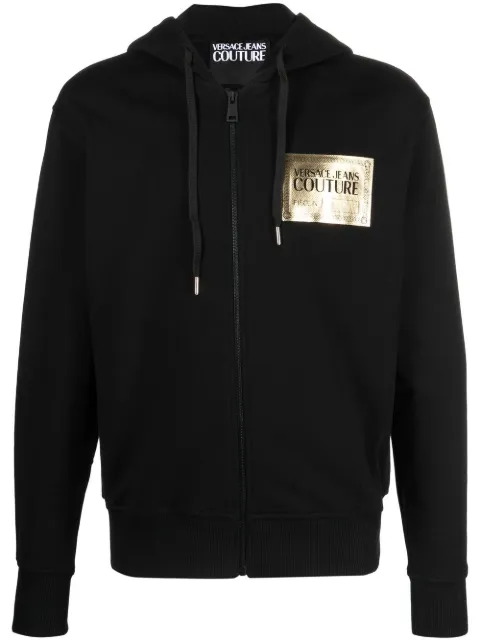 Versace Jeans Couture logo-print zipped hoodie Black 74GAIG02CF01G
