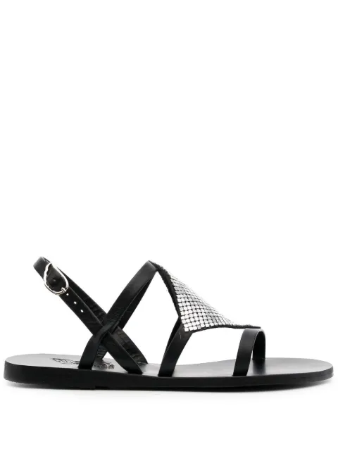 Ancient Greek Sandals barbara chainmail detailing sandals Black BARBARACHAINMAIL