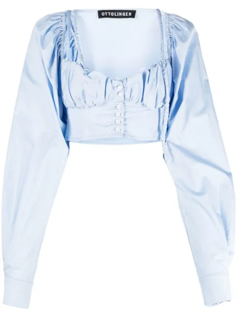 Ottolinger cropped button-fastening blouse Blue 1101205