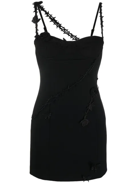 Blumarine rose appliqué minidress Black 2A326A