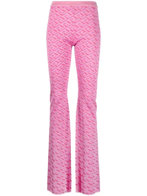 Versace La Greca jacquard flared trousers Pink 10019141A05143