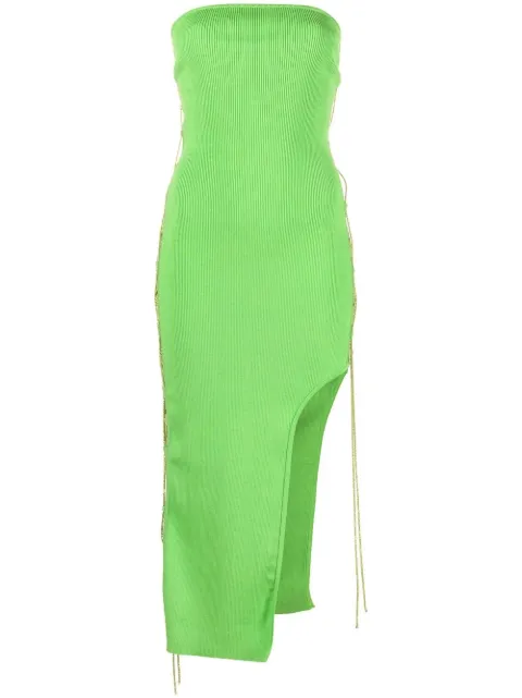 Giuseppe Di Morabito lace-up midi dress Green PS23216KN79