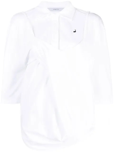 pushBUTTON layered half-sleeve shirt White PB2310229W
