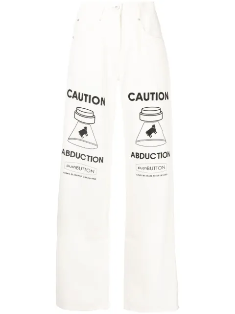 pushBUTTON graphic straight-leg jeans White PB2310308FD