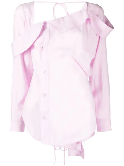 pushBUTTON asymmetric-neck button-up shirt Pink PB2310203W