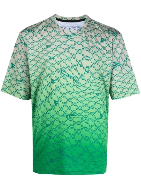 Off-White Arrows-print ombré-effect T-shirt Green OMVA034F22FAB0015055