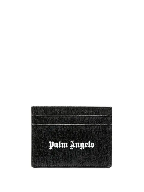 Palm Angels logo-print cardholder Black PMND008S23LEA0031001