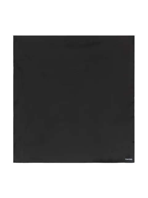 TOM FORD logo-print silk pocket square scarf Black SPR001SPS10