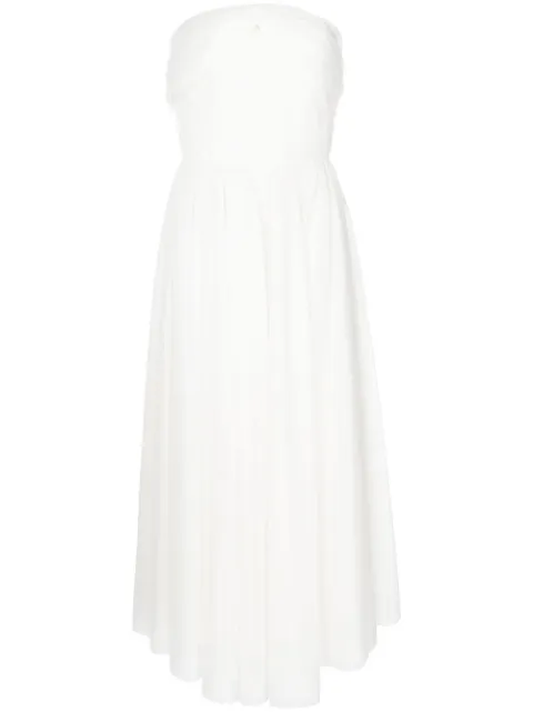 ANOUKI sheer-sleeve pleated dress White ARS23I22DROWTU