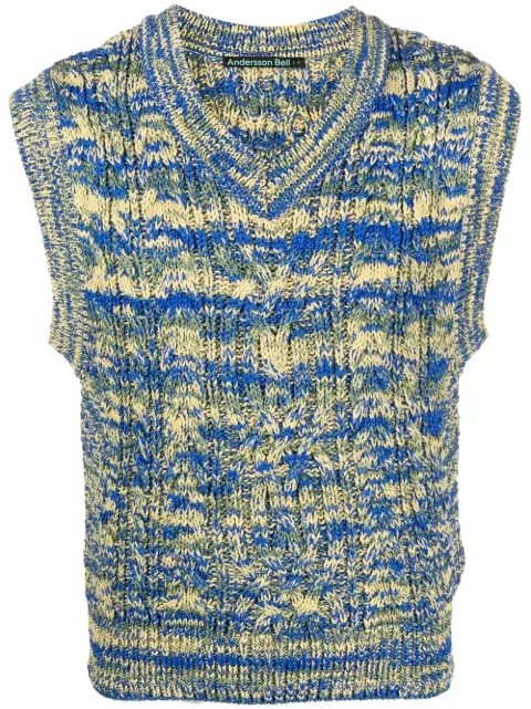 Andersson Bell abstract-knit V-neck vest Blue ATB867M