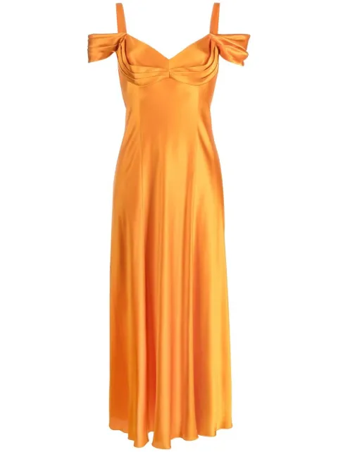 Alberta Ferretti draped silk dress Orange AEF231U04031617