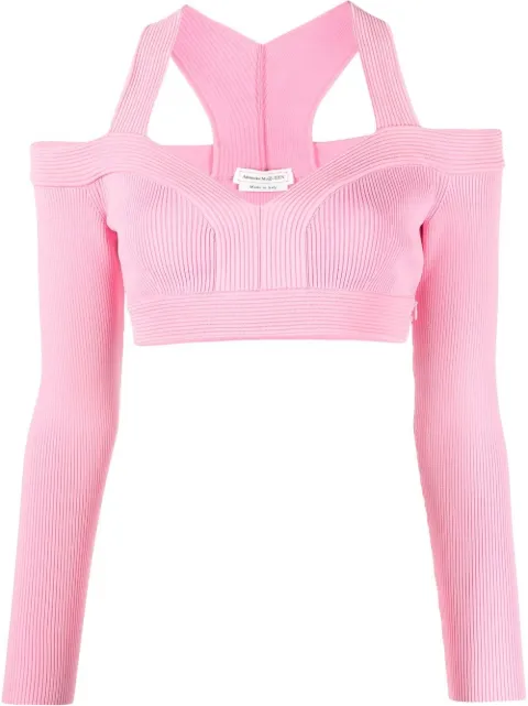 Alexander McQueen cut-out knitted top Pink 734532Q1A5B