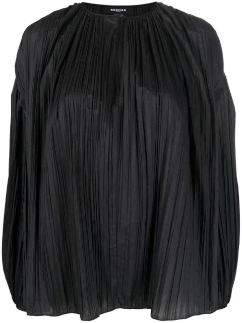 Rochas pleated puff-sleeve blouse Black ROPW65084ARW098001