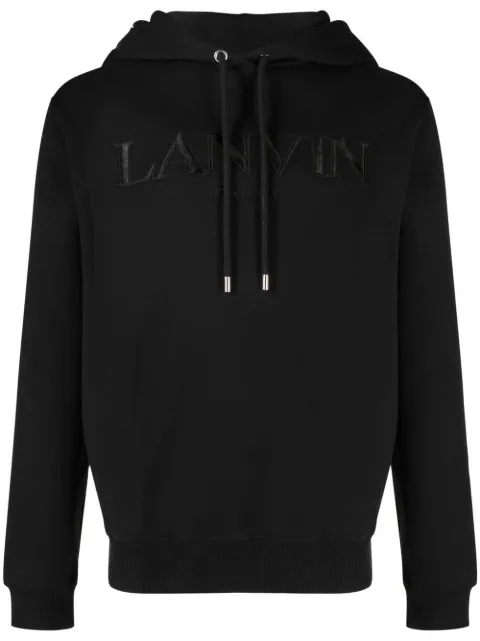 Lanvin logo-embroidered cotton hoodie Black RMHO0001J210P23
