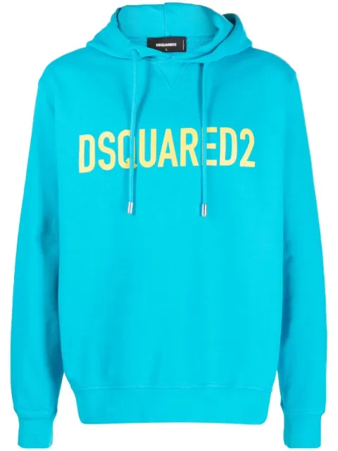 DSQUARED2 logo-print cotton hoodie Blue S74GU0664S25538