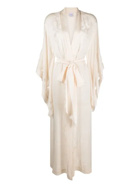 Carine Gilson lace-trim butterfly silk robe White PS0108MPC23NACNAT