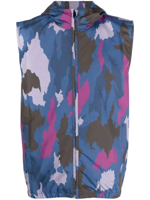Drumohr abstract-print hooded gilet Blue DSM00C